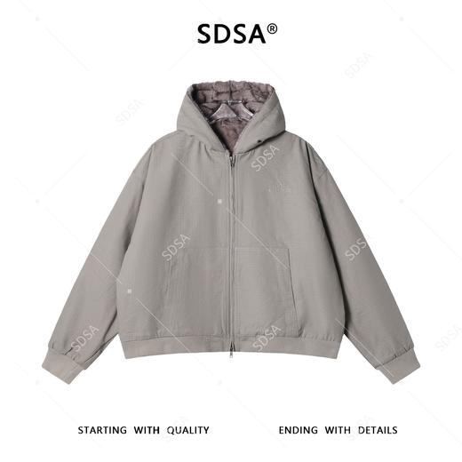 SDSA男士秋冬新款痞帅男装韩版纯色保暖拉链连帽夹克外套百搭时尚 商品图1