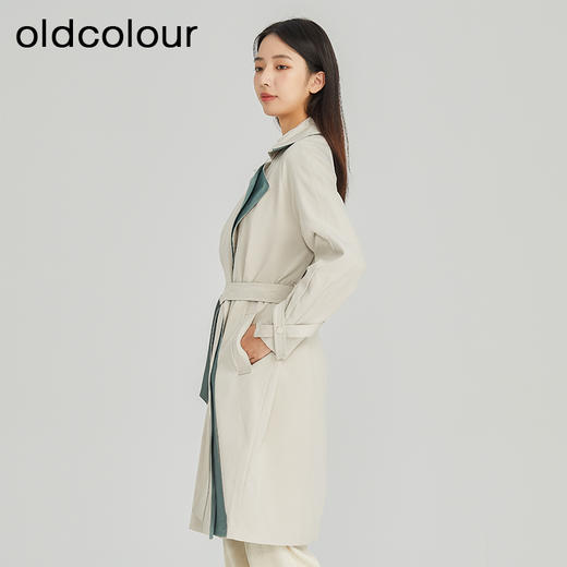 oldcolour春季高级感气质收腰显瘦中长款白色风衣外套女O14047092B 商品图2
