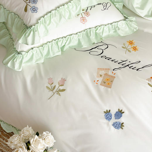 自然醒亲肤全棉水洗棉刺绣四件套-繁花似锦AN 商品图11