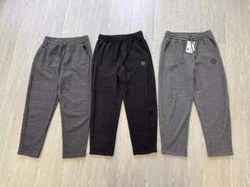 D110771澳毛混纺毛呢加绒香蕉弯刀神裤男士黑标加绒长裤卫裤