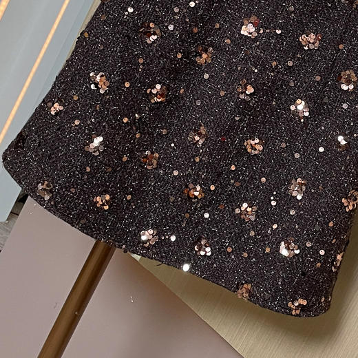 奢姿大码女装小香风亮片半身裙秋冬遮胯A字裙名媛风粗花呢短款裙9954470570B 商品图4