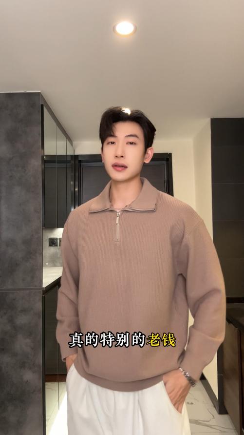 259626SDSA秋冬新款痞帅男装潮牌纯色半拉链翻领毛衣简约休闲套头上衣 商品图0