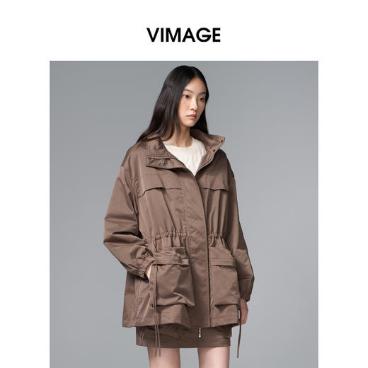 VIMAGE纬漫纪工装风腰部抽绳大口袋设计休闲时尚棉娄V2410102 商品图2