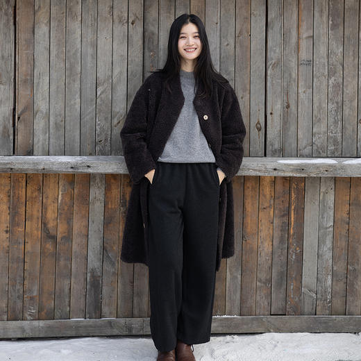 绽放748朵/羊毛卷卷·羊羔毛加厚大衣保暖宽松小V领文艺长外套女 商品图2