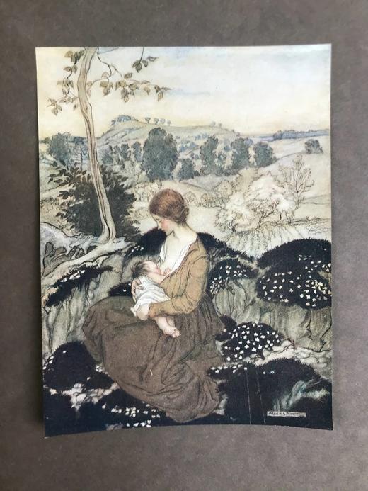 拉克姆签名本！1918年 斯温伯恩《生命之春：儿童诗集》 9幅彩色手工贴图与多幅黑白文间插图 犊皮（vellum）脊精装大16开 商品图8