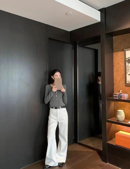 D110780时髦冬季加绒加厚阔腿牛仔裤高腰显瘦窄版直筒裤 商品图10