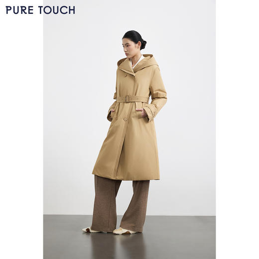 商场同款PURE TOUCH女装25冬新款鹅绒服长款连帽系带三防羽绒服 商品图1