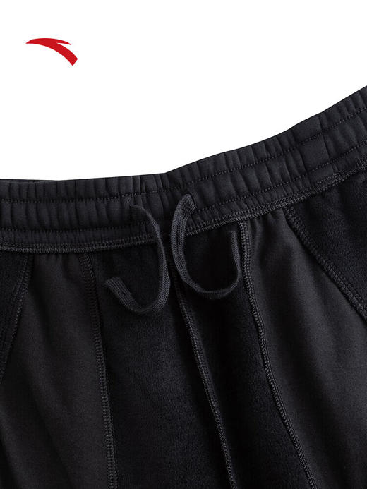 安踏加绒针织运动裤 女秋冬新款高腰宽松保暖收口休闲卫裤162548304N 基础黑-3 商品图2