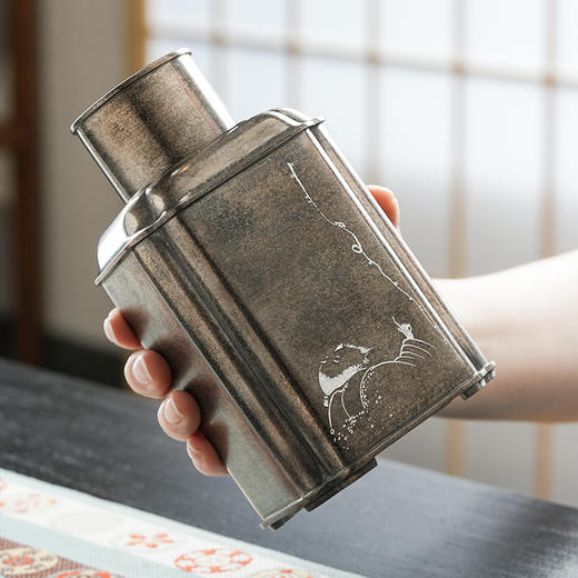 斑锡龙和鸣茶仓复古中号锡罐纯锡茶叶罐密封储茶云南个旧手工锡器 商品图1