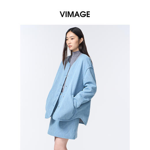 VIMAGE纬漫纪内外可两穿休闲减龄时尚2025冬季新款保暖外套V2403114 商品图1
