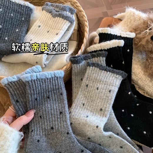 【YW】无忧购25元5双厚实波点温柔花边百搭复古袜子2036（截单后3-5天发货) 商品图6