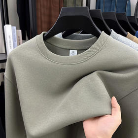 【秋新款简约宽松打底衫T恤上衣】男士长袖圆领纯色百搭休闲棉卫衣