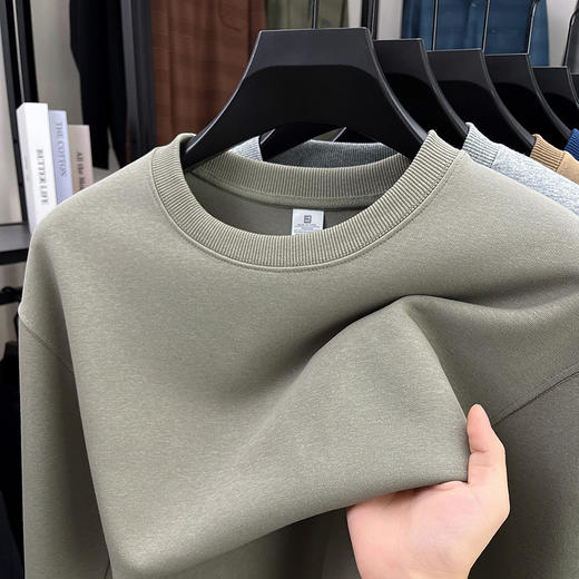 【秋新款简约宽松打底衫T恤上衣】男士长袖圆领纯色百搭休闲棉卫衣 商品图0