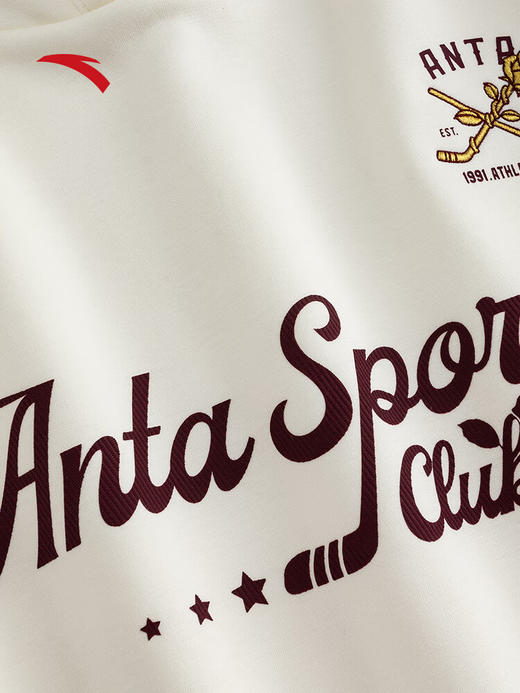 安踏（ANTA）复古学院风女连帽卫衣秋冬新款加绒宽松长袖运动上衣162548705N象牙白-1 商品图8