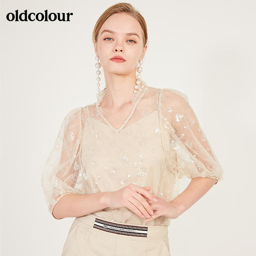 oldcolour春季设计感小众气质中袖套头衫女N13012325 商品图2