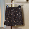 奢姿大码女装小香风亮片半身裙秋冬遮胯A字裙名媛风粗花呢短款裙9954470570B 商品缩略图0