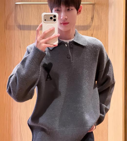 AMI PARIS 25纯色胸前爱心LOGO羊毛POLO衫 男女同款！原版一致羊毛混纺 商品图0