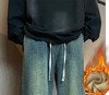 D110779加绒牛仔裤秋冬季垂感宽松复古直筒休闲潮牌裤子 商品缩略图6