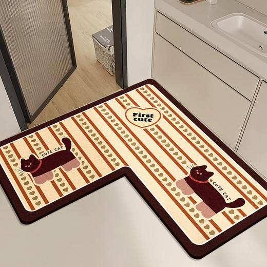 【卡通L型浴室地垫】卫生间门口防滑脚垫 洗漱台下吸水速干硅藻泥地垫  商品图1