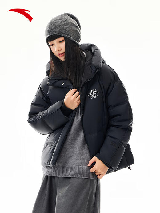 安踏【关晓彤同款】多彩羽绒服丨防泼水保暖外套女面包棉服162548903N 【防泼水】基础黑-3 商品图1