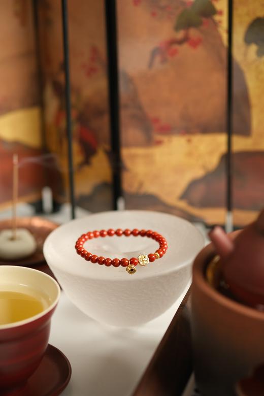 米马饰物 天然九口料南红手串 配银镀金配件 商品图4