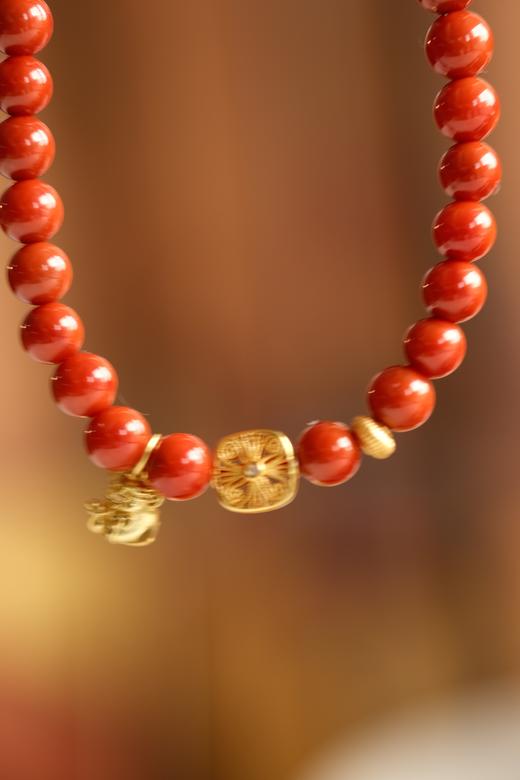 米马饰物 天然九口料南红手串 配银镀金配件 商品图1