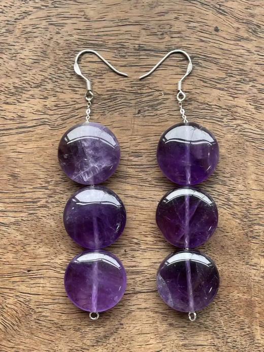 紫水晶扁圆珠首饰三件套组，顺丰包邮 商品图5