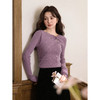 鹿向南「紫滕叙境」温柔风紫色针织衫女秋季新款显瘦气质长袖上衣 商品缩略图3