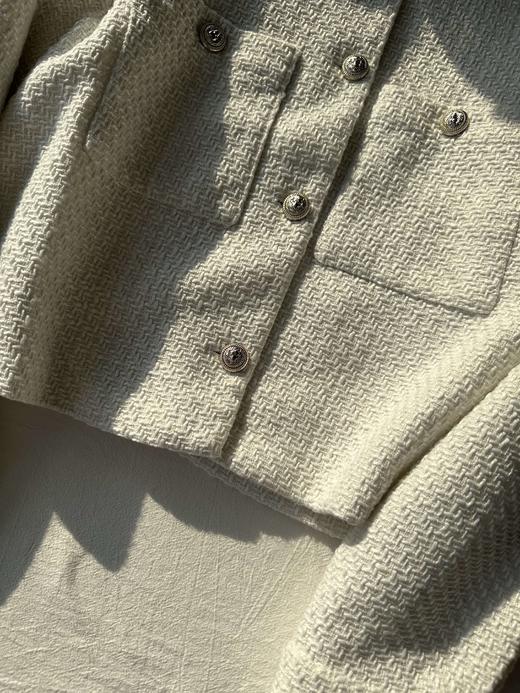 贝壳三 小香风编织肌理感双口袋外套气质翻领短款上衣C110817 商品图2