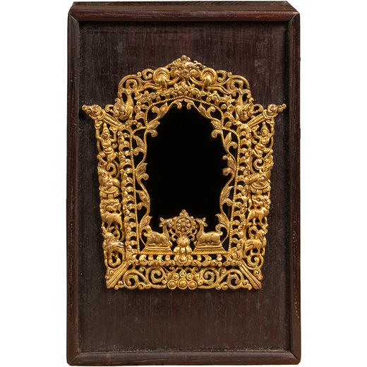 清	红木嵌铜鎏金开窗佛龛 商品图5