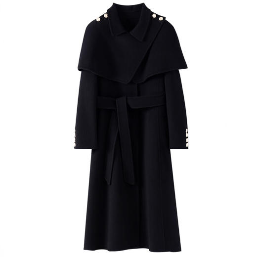 「自」全新升级【铂金会员496/天猫669/差价173】(72107)洛诗琳气质双面羊毛大衣2025秋冬赫本风披肩可拆卸中长外套 商品图3