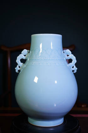 影青雕刻花双耳褔筒