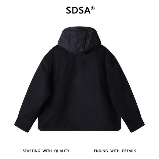 250511SDSA秋冬新款痞帅男装潮牌简约拼接拉链立领连帽鹅绒服外套百搭 商品图5