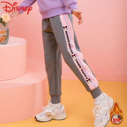 迪士尼童装女童加绒裤子保暖洋气儿童卫裤秋冬款一体绒休闲裤时尚 商品图3