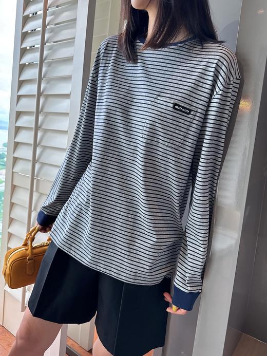 缪缪 25年秋冬最新POP限定款🆕条纹T恤(KX*MM) 商品图0