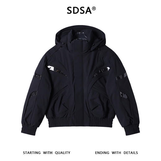 25185SDSA男士秋冬新款痞帅男装潮牌复古拼接拉链立领连帽羽绒服宽松 商品图1