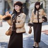 2025冬季新款款圆领提花料新中式真狐狸毛袖短款女式羽绒服SYY2693 商品缩略图2
