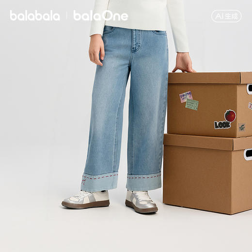 【balaOne】巴拉巴拉童装儿童裤子女童2025新款春秋装牛仔裤直筒 商品图2