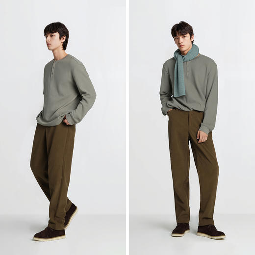 森马休闲裤男灯芯绒宽松锥形裤半松紧腰2025冬季新款长裤简约百搭 商品图4