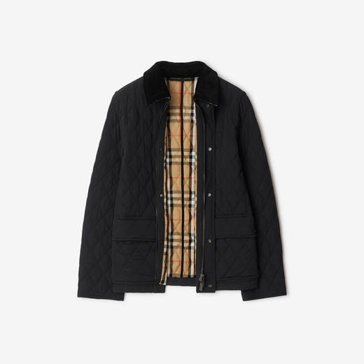 【一】BURBERRY 巴宝莉 女士 B 字盾徽标刺绣绗缝尼龙夹克棉服 黑色 8096917 C1900 商品图1