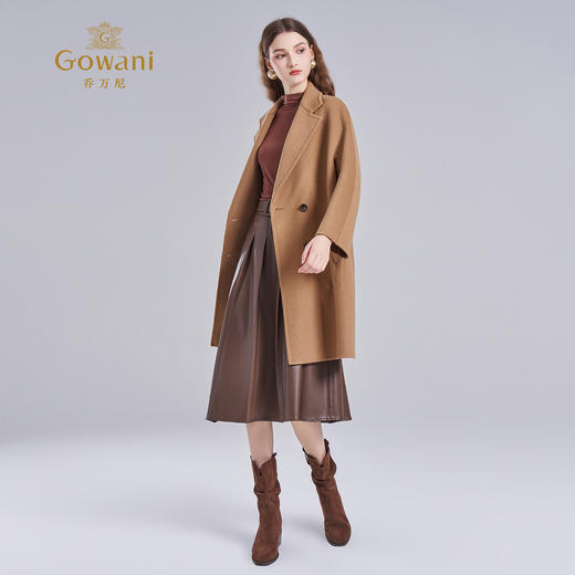 【羊绒】乔万尼新款呢大衣羊毛双面尼双排扣简约驼色高级感EI4A567 商品图3