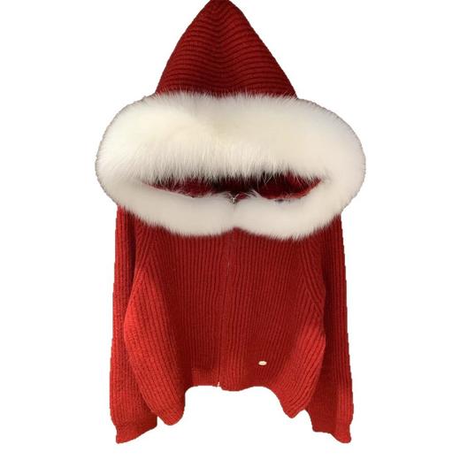 慵懒风！气质大毛领连帽针织开衫！2025女秋冬季新款宽松软糯休闲毛衣外套！ 商品图4