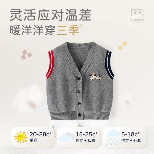 斑点小狗英伦风婴儿马甲开衫纯棉A类男童马甲加厚款纯色宝宝马甲 商品图2