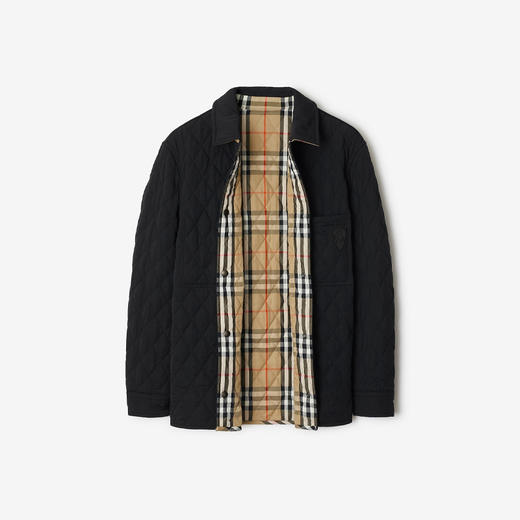 【一】BURBERRY 巴宝莉 男士 B 字盾徽标刺绣双面绗缝尼龙棉服 黑色 8096915 C1900 商品图1