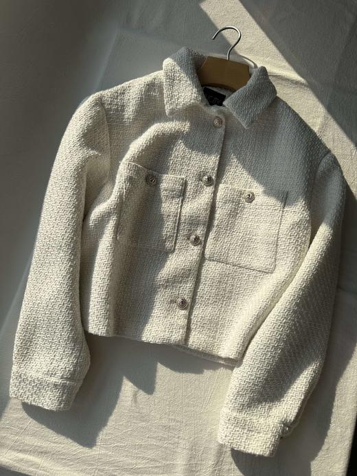 贝壳三 小香风编织肌理感双口袋外套气质翻领短款上衣C110817 商品图0