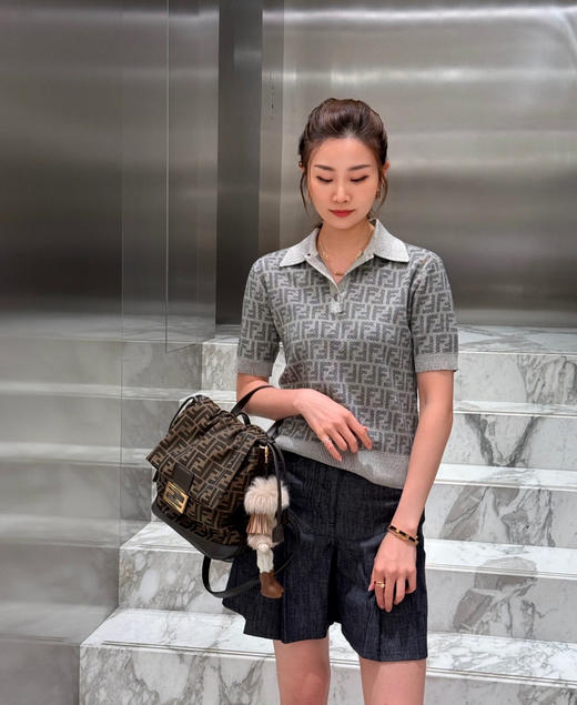 芬迪 25年秋冬新款 老花针织短袖T恤(MM) 商品图0