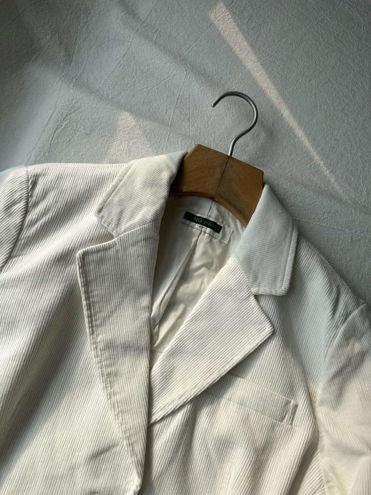 贝壳三 简约通勤白色灯芯绒质感西装外套收腰显瘦小西服C110804 商品图2