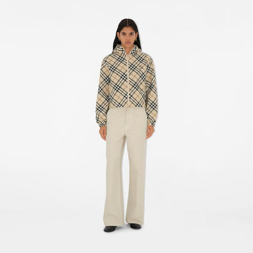 【一】BURBERRY 巴宝莉 女士马术骑士徽标贴花双面两穿短款格纹外套 格子色 8099029 C1506 商品图2