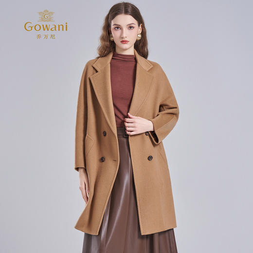 【羊绒】乔万尼新款呢大衣羊毛双面尼双排扣简约驼色高级感EI4A567 商品图2