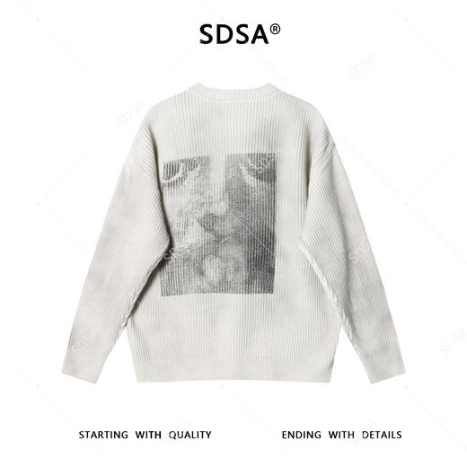 243065SDSA男士秋冬新款痞帅男装潮牌美式撞色印花圆领毛衣休闲简约上衣 商品图5